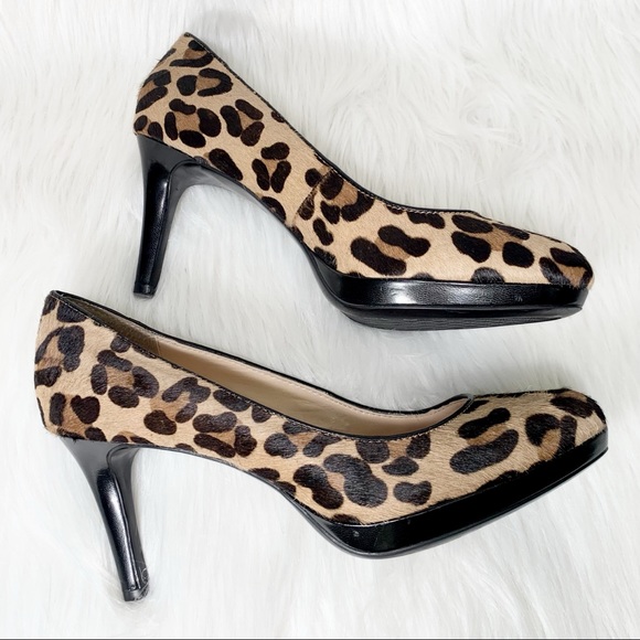 SOLD-Calvin Klein Leopard Print Calf Hair Black Pumps - Picture 6 of 14